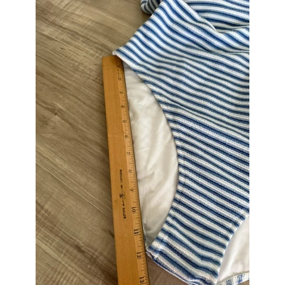 NWT J. Crew Women's Striped Textured Square Neck One-Piece Swimsuit-Size 18